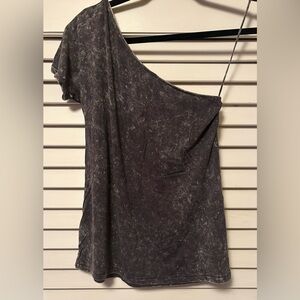 AE Soft & Sexy One Shoulder Top XS | Acid Wash Tee | Edgy Asymmetrical | Casual